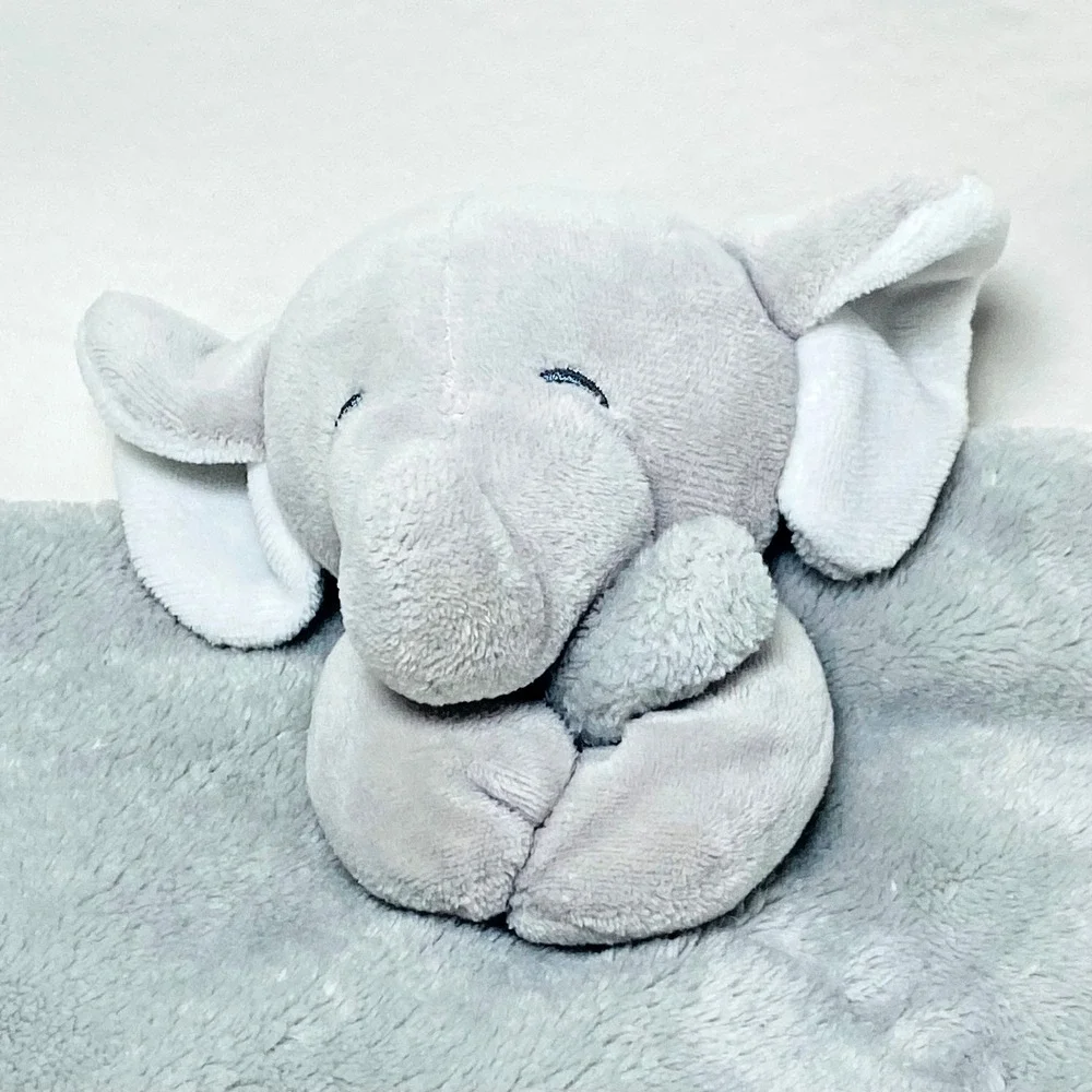 Carter's Elephant Grey Baby Security Blanket Plush Lovey Soft Toy Satin 14